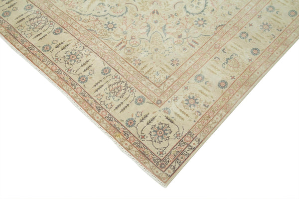Kayseri Vintage Bej Eskitme Pamuk Yün El Dokuma Halısı 196x295 Agacan
