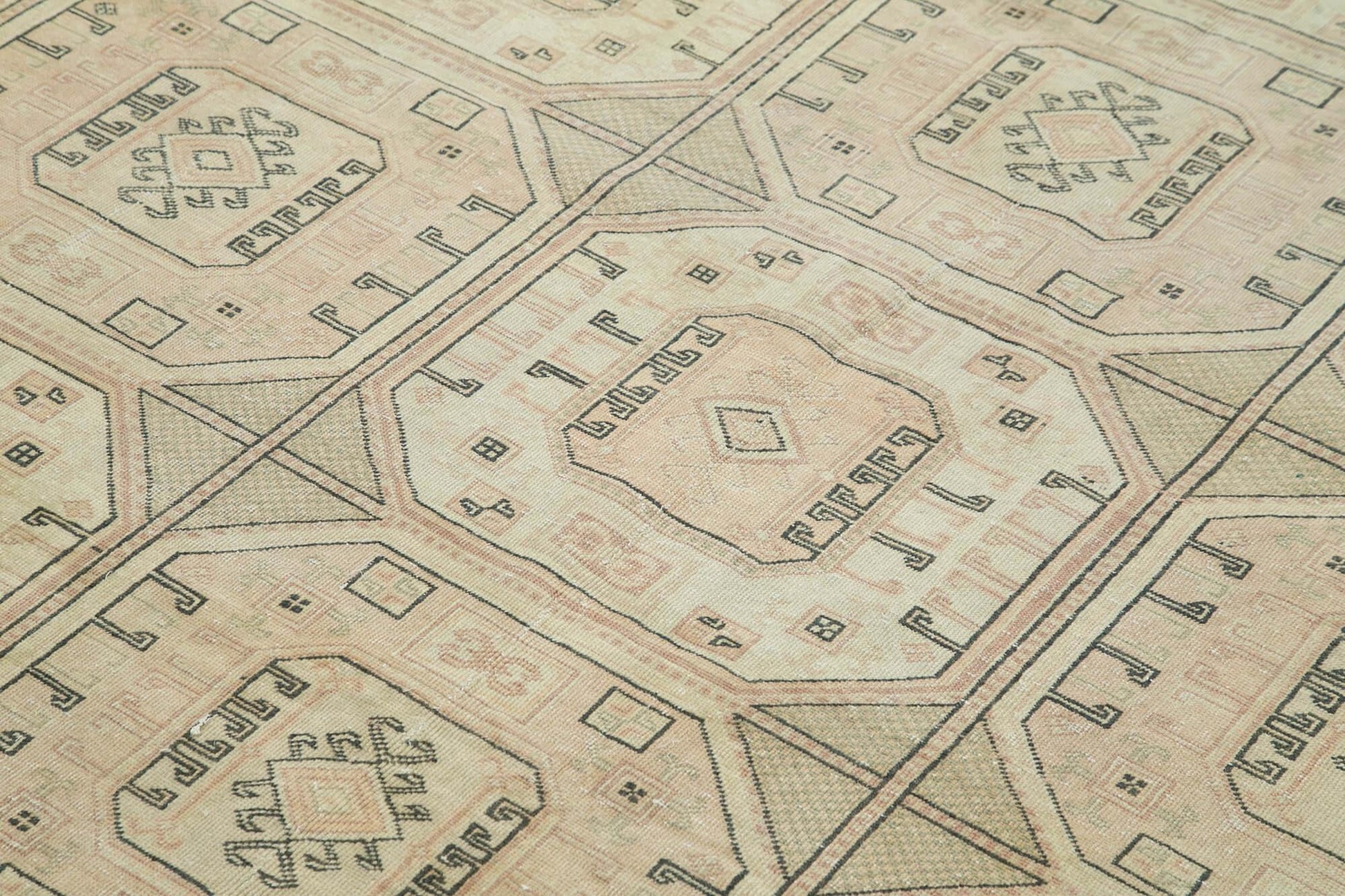 Kayseri Vintage Bej Eskitme Pamuk Yün El Dokuma Halısı 200x294 Agacan