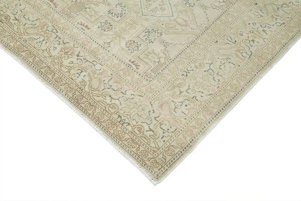 Kayseri Vintage Bej Eskitme Pamuk Yün El Dokuma Halısı 196x296 Agacan