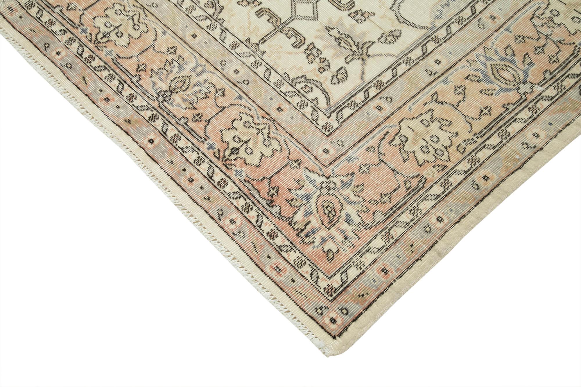 Kayseri Vintage Bej Eskitme Pamuk Yün El Dokuma Halısı 205x305 Agacan