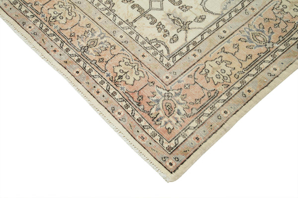Kayseri Vintage Bej Eskitme Pamuk Yün El Dokuma Halısı 205x305 Agacan