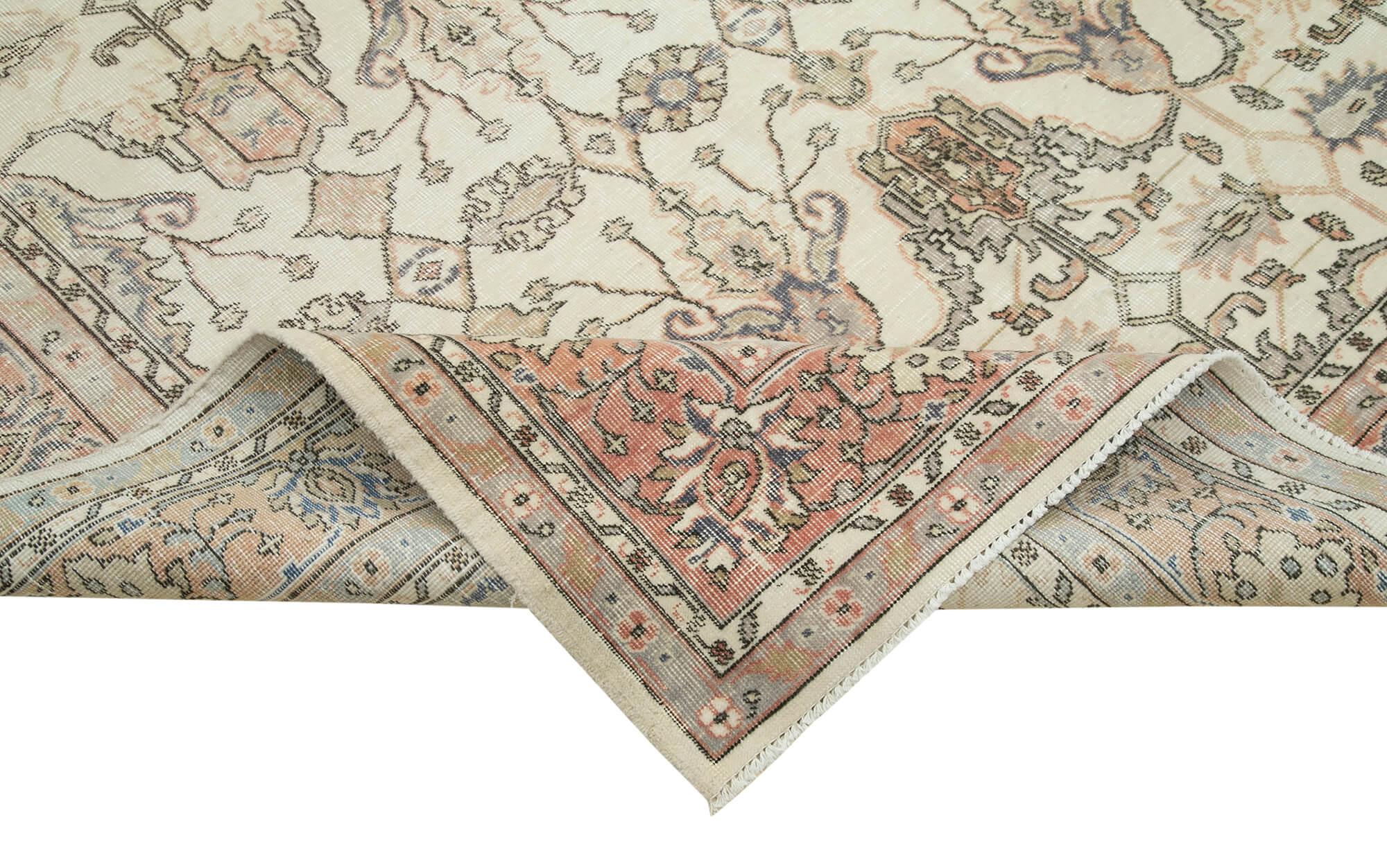 Kayseri Vintage Bej Eskitme Pamuk Yün El Dokuma Halısı 205x305 Agacan