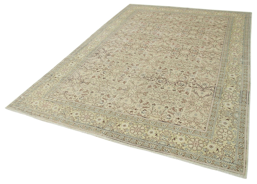 Kayseri Vintage Bej Eskitme Pamuk Yün El Dokuma Halısı 195x285 Agacan