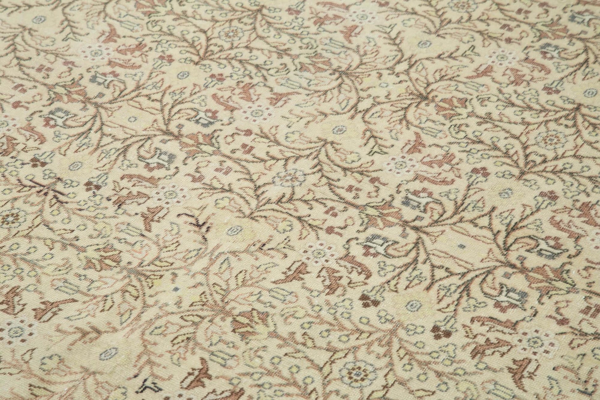 Kayseri Vintage Bej Eskitme Pamuk Yün El Dokuma Halısı 195x285 Agacan