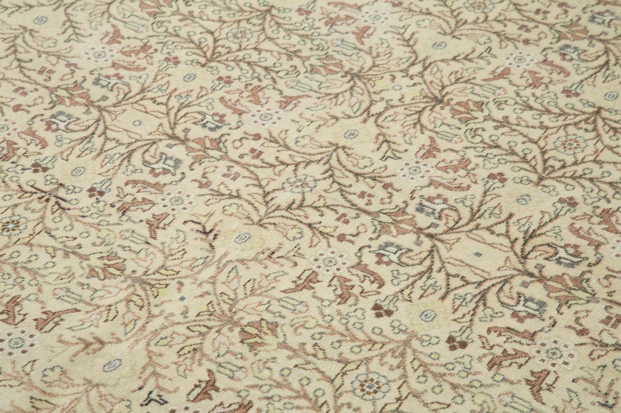 Kayseri Vintage Bej Eskitme Pamuk Yün El Dokuma Halısı 195x285 Agacan