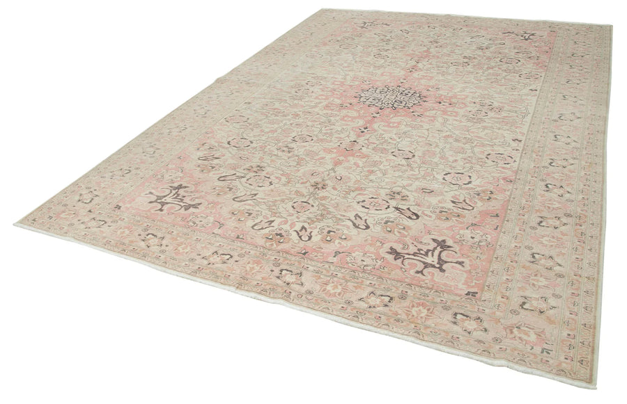 Kayseri Vintage Bej Eskitme Pamuk Yün El Dokuma Halısı 255x369 Agacan