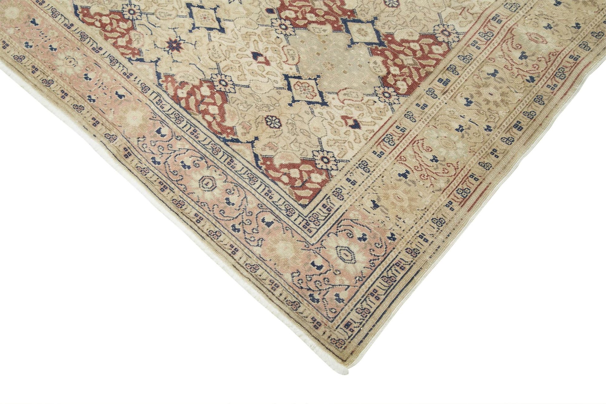 Kayseri Vintage Bej Eskitme Pamuk Yün El Dokuma Halısı 256x348 Agacan