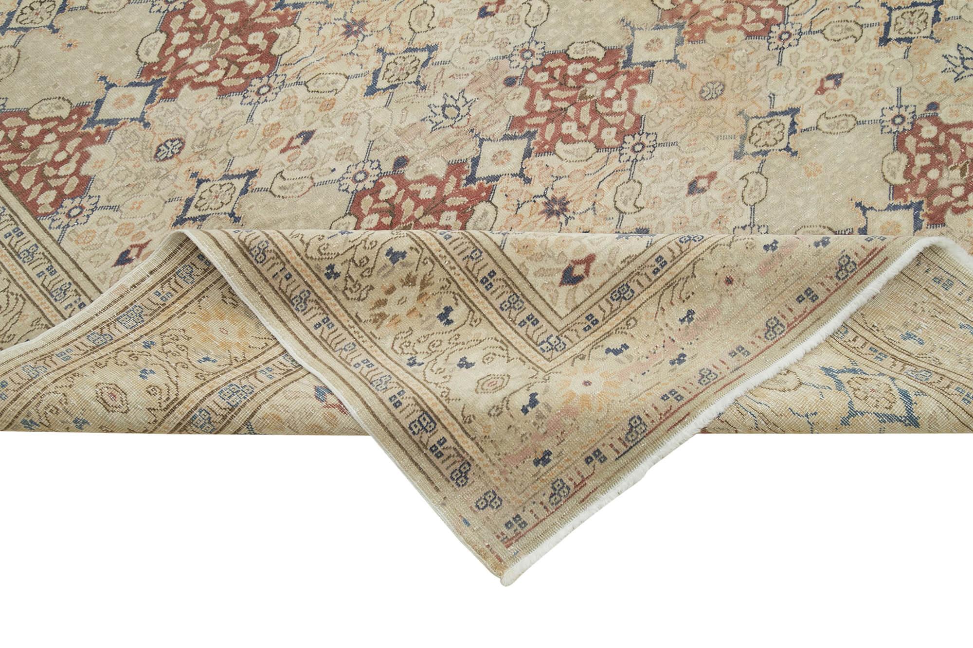 Kayseri Vintage Bej Eskitme Pamuk Yün El Dokuma Halısı 256x348 Agacan