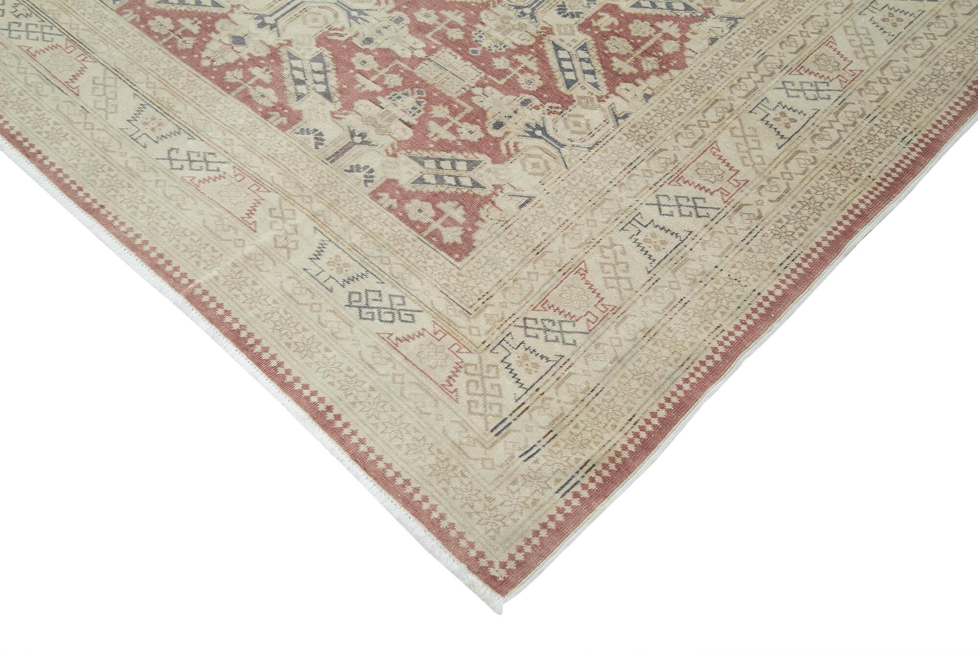 Kayseri Vintage Bej Eskitme Pamuk Yün El Dokuma Halısı 253x338 Agacan