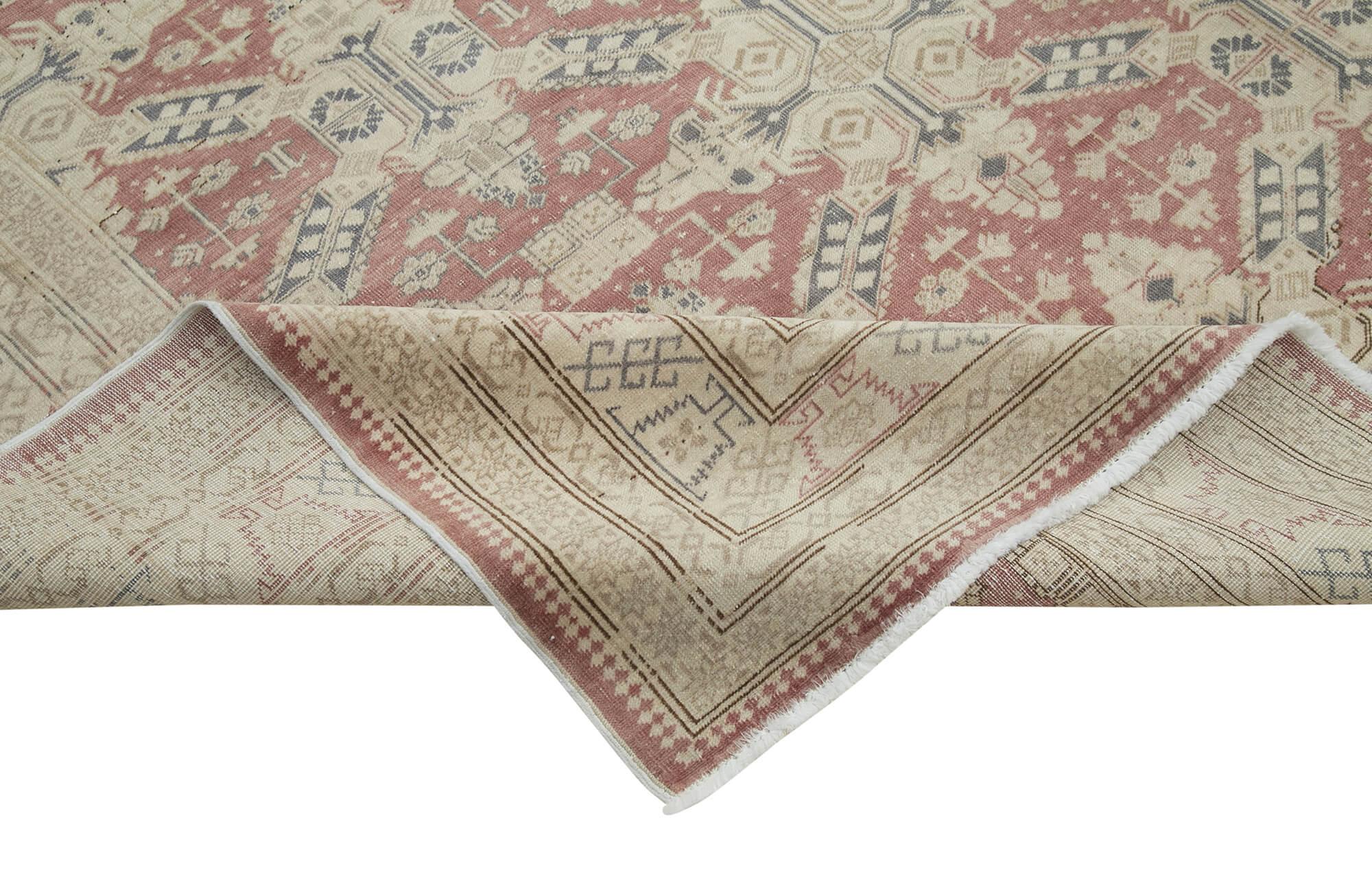 Kayseri Vintage Bej Eskitme Pamuk Yün El Dokuma Halısı 253x338 Agacan
