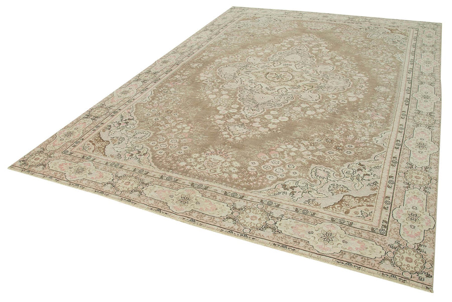 Kayseri Vintage Bej Eskitme Pamuk Yün El Dokuma Halısı 230x335 Agacan