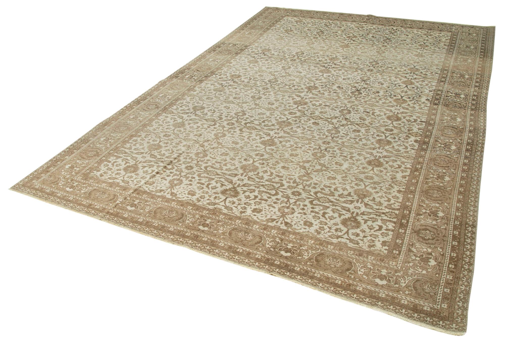 Kayseri Vintage Bej Eskitme Pamuk Yün El Dokuma Halısı 220x334 Agacan