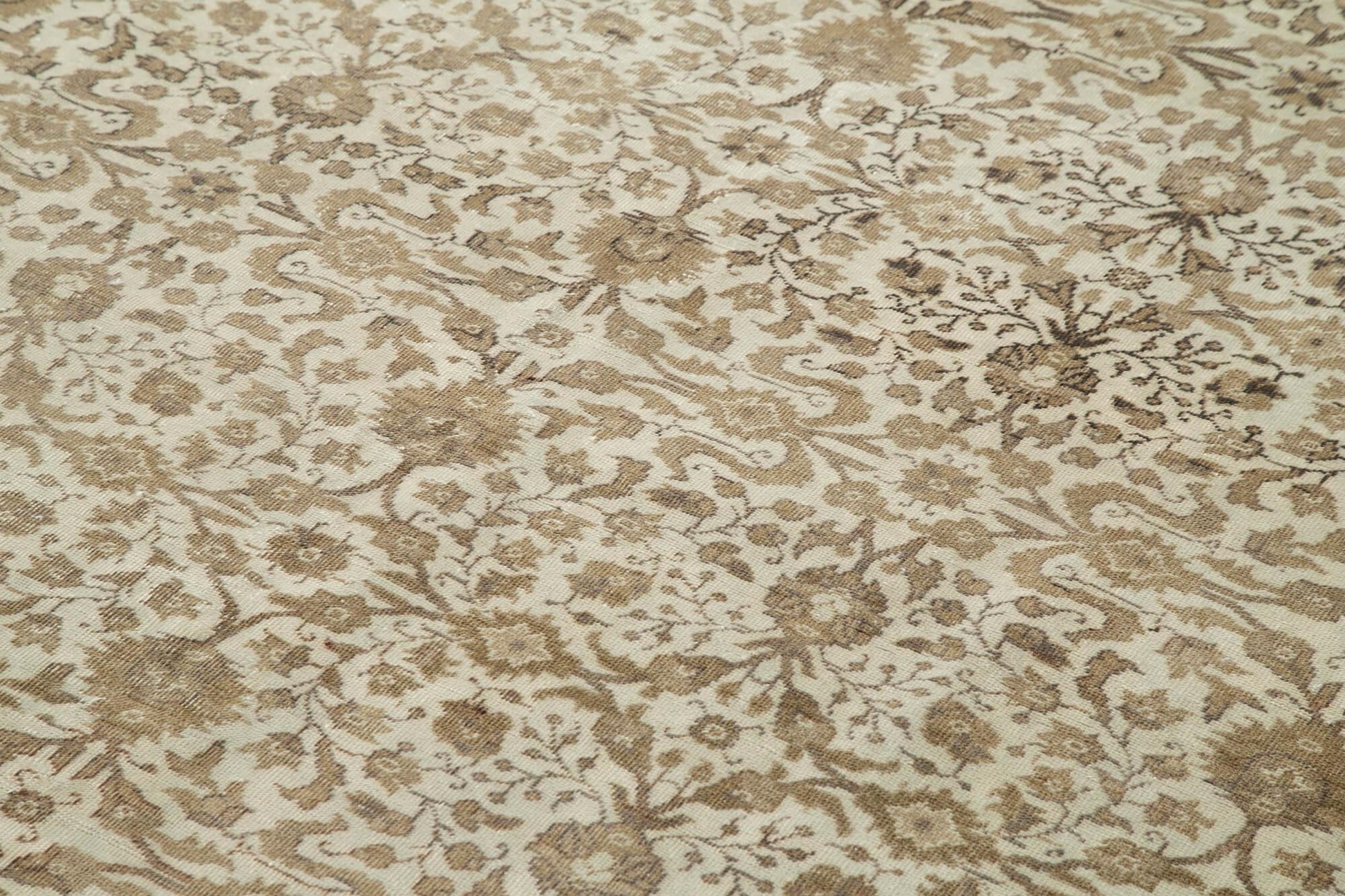 Kayseri Vintage Bej Eskitme Pamuk Yün El Dokuma Halısı 220x334 Agacan