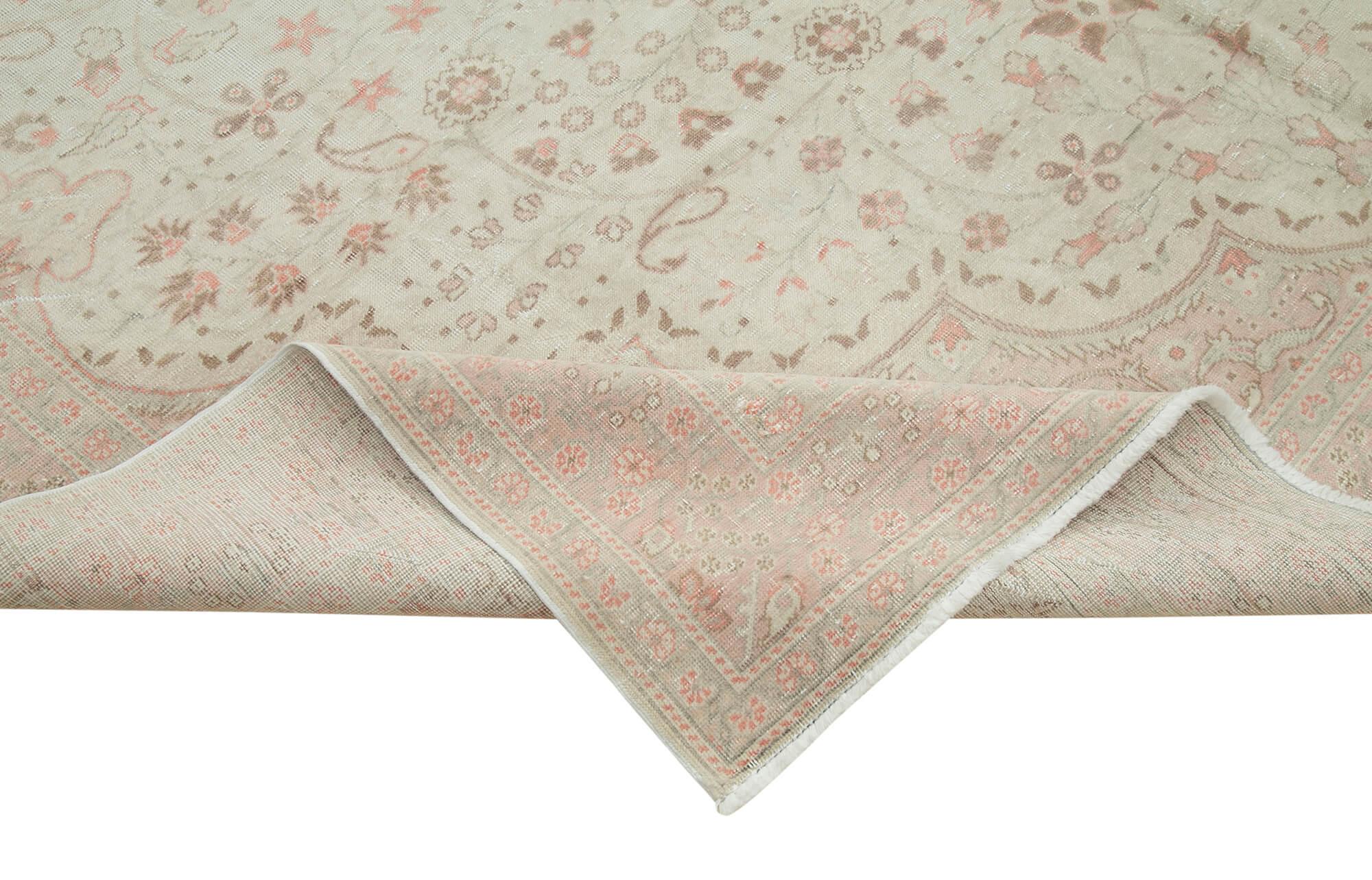 Kayseri Vintage Bej Eskitme Pamuk Yün El Dokuma Halısı 243x391 Agacan