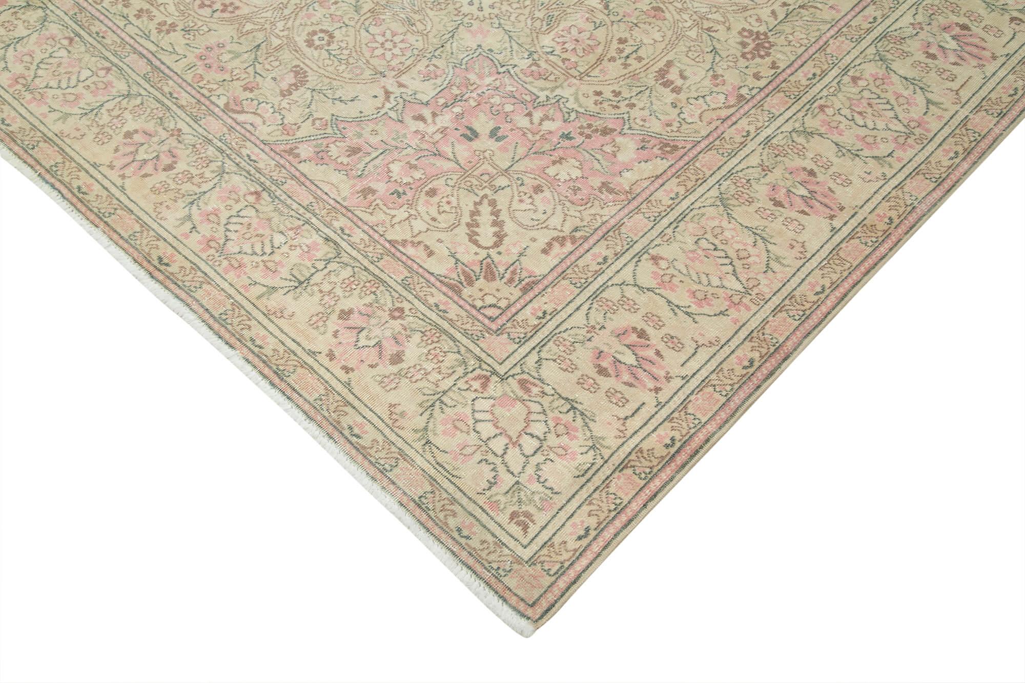 Kayseri Vintage Bej Eskitme Pamuk Yün El Dokuma Halısı 270x390 Agacan