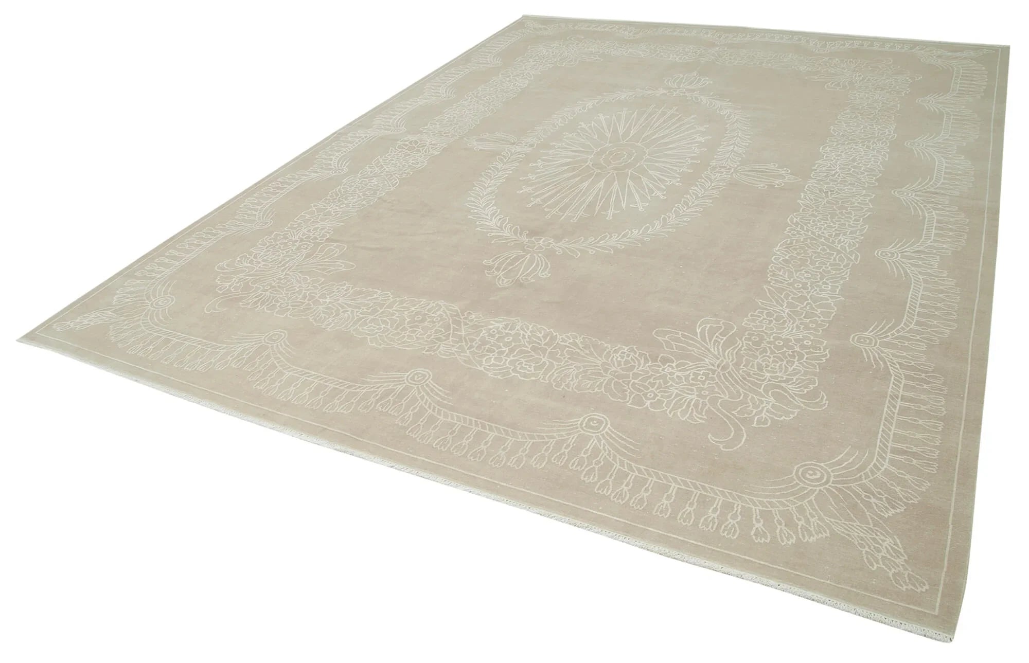 Kayseri Vintage Bej Eskitme Pamuk Yün El Dokuma Halısı 264x350 Agacan