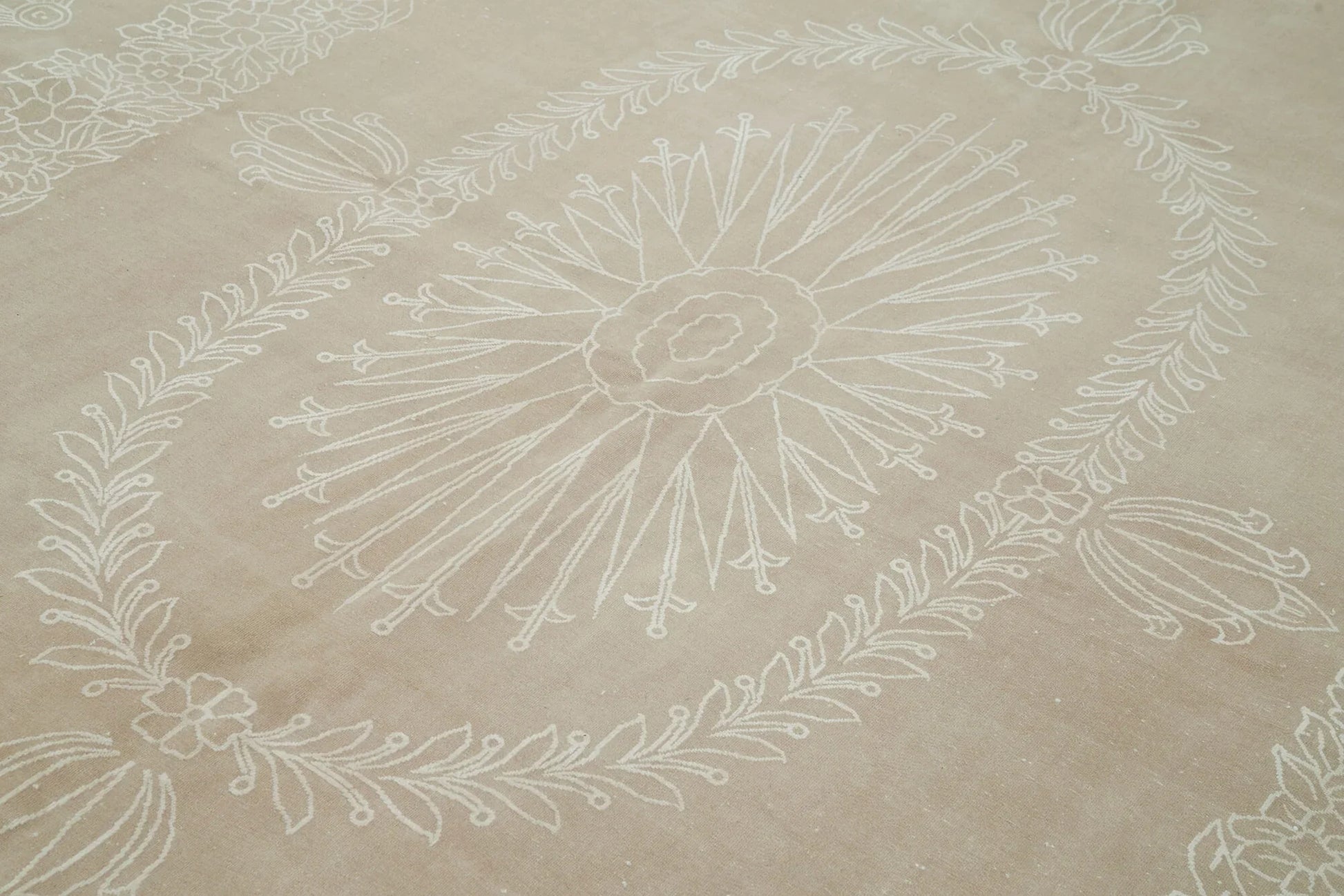 Kayseri Vintage Bej Eskitme Pamuk Yün El Dokuma Halısı 264x350 Agacan