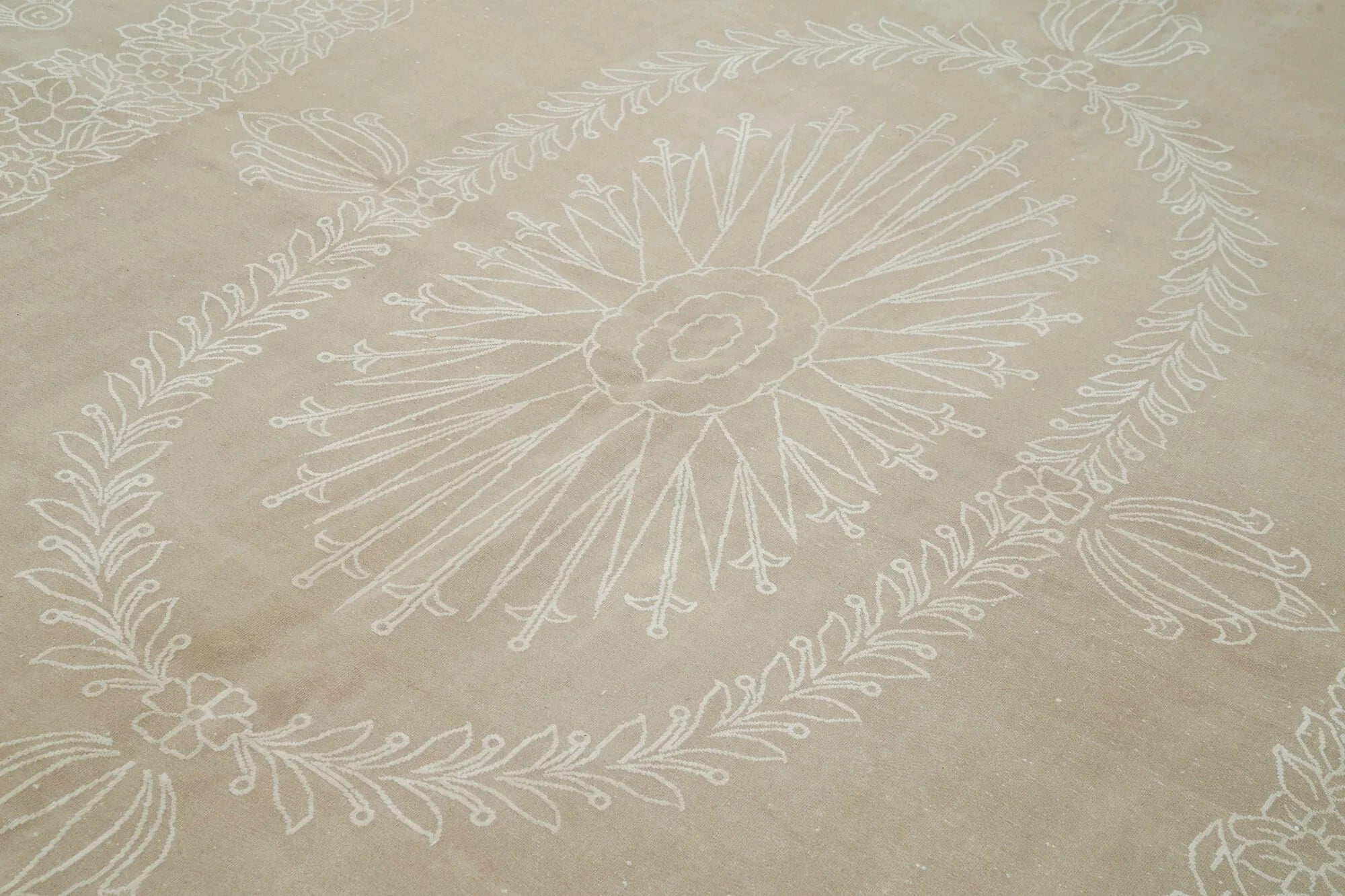 Kayseri Vintage Bej Eskitme Pamuk Yün El Dokuma Halısı 264x350 Agacan
