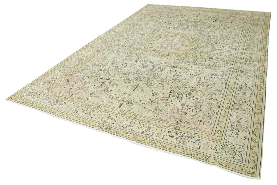 Kayseri Vintage Bej Eskitme Pamuk Yün El Dokuma Halısı 242x364 Agacan