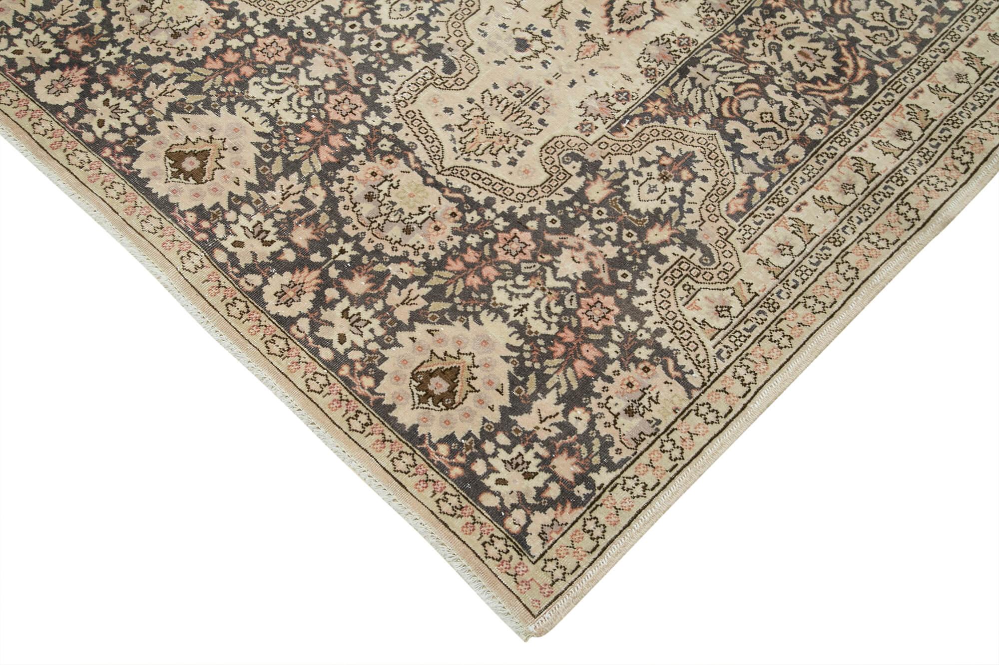 Kayseri Vintage Bej Eskitme Pamuk Yün El Dokuma Halısı 243x356 Agacan
