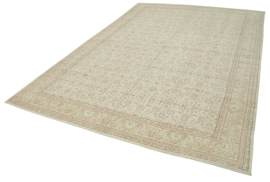 Kayseri Vintage Bej Eskitme Pamuk Yün El Dokuma Halısı 237x357 Agacan