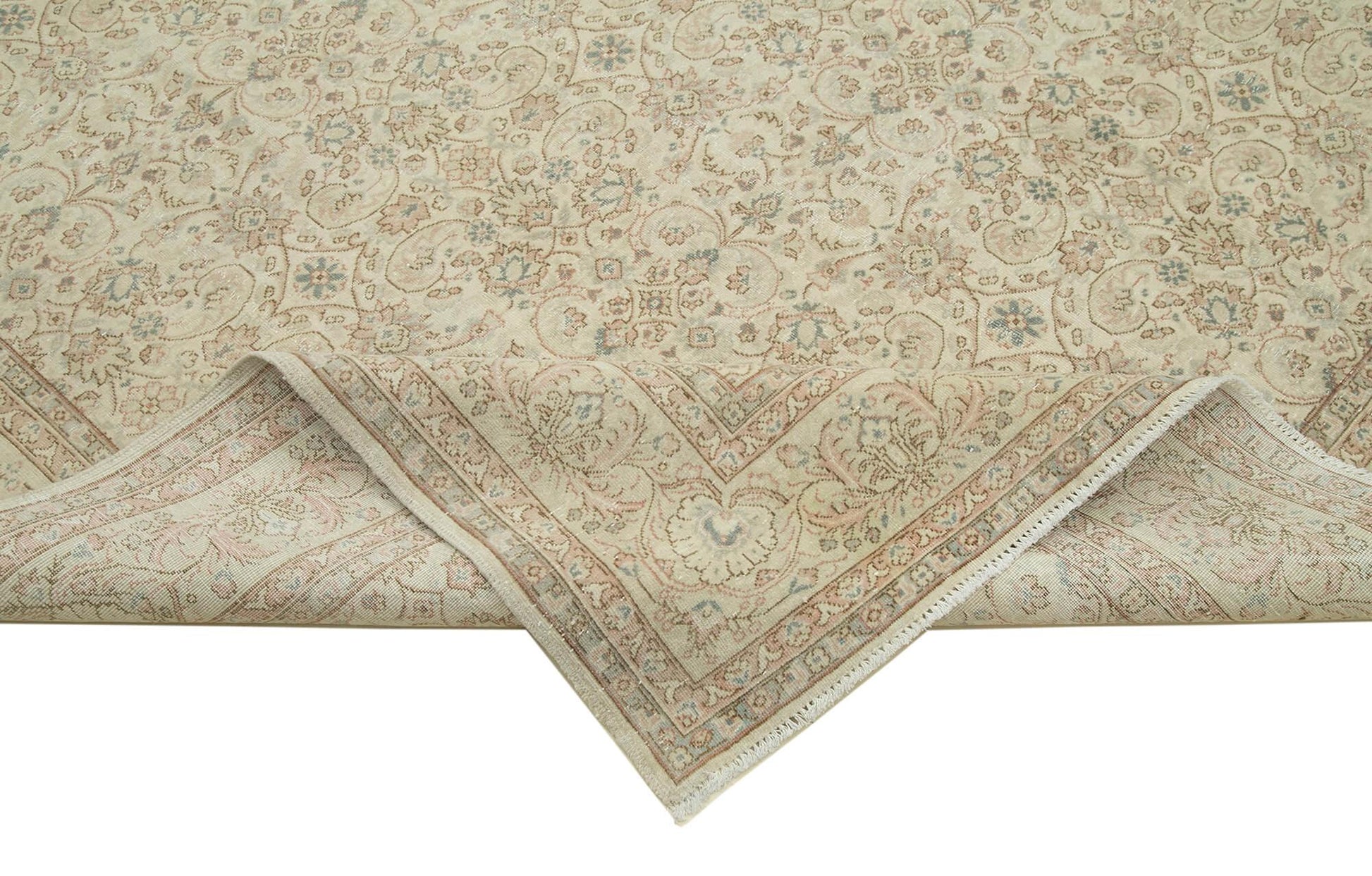 Kayseri Vintage Bej Eskitme Pamuk Yün El Dokuma Halısı 237x357 Agacan