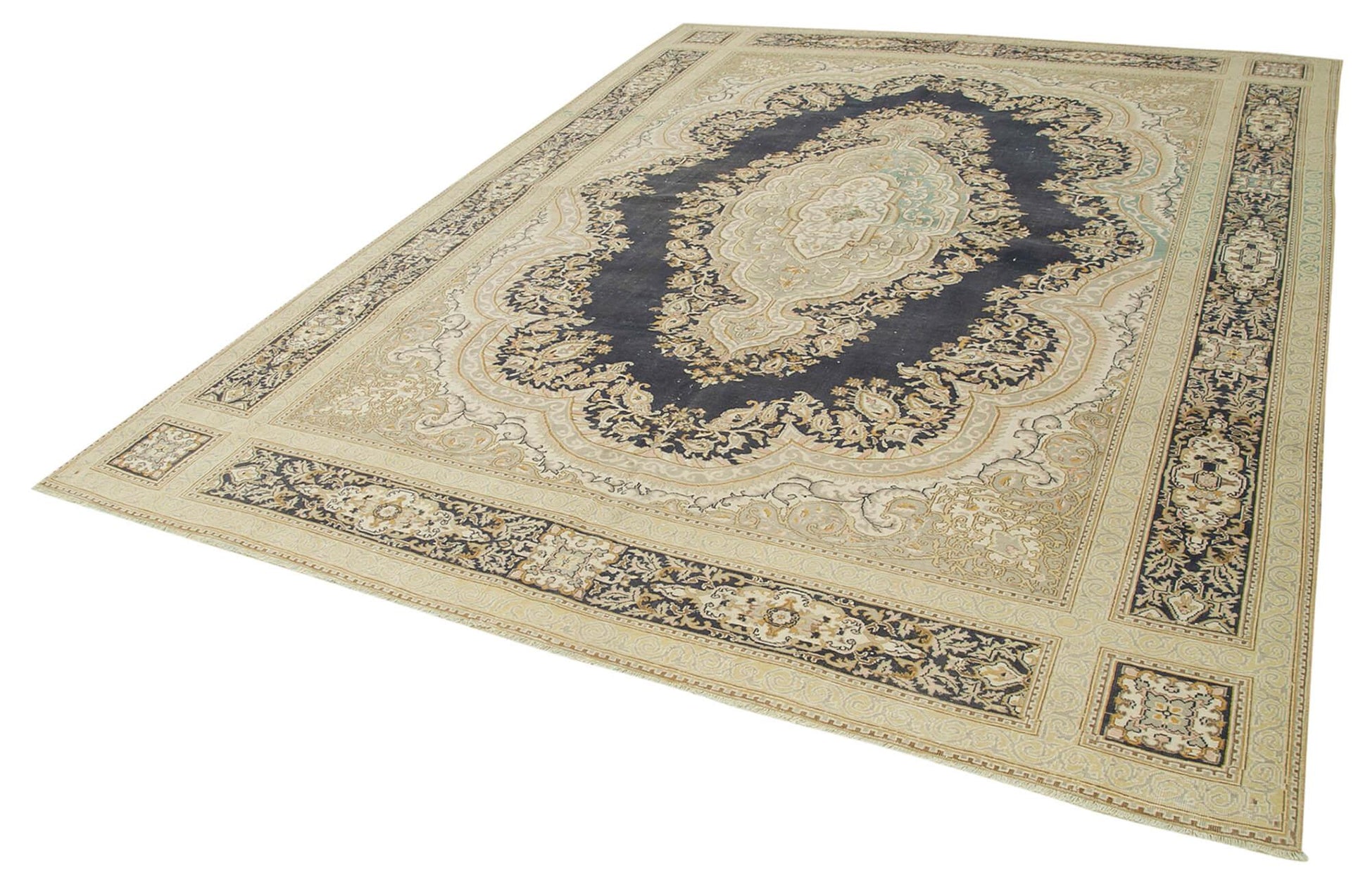 Kayseri Vintage Bej Eskitme Pamuk Yün El Dokuma Halısı 238x324 Agacan