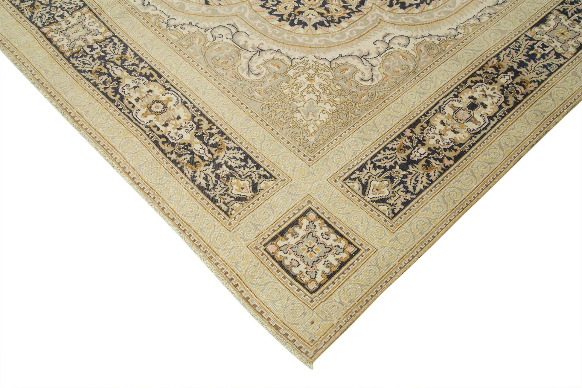 Kayseri Vintage Bej Eskitme Pamuk Yün El Dokuma Halısı 238x324 Agacan