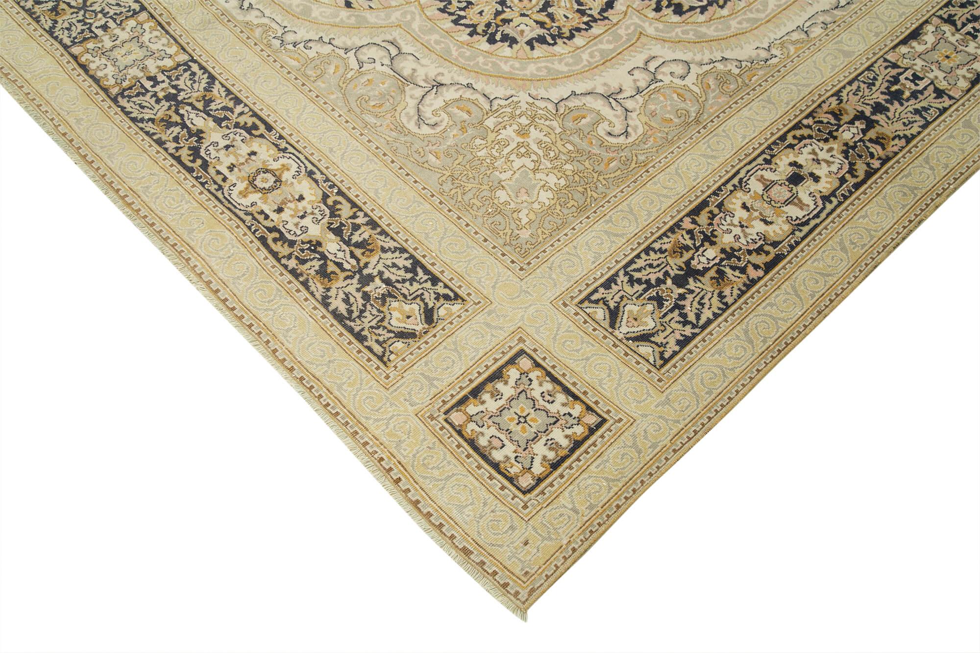 Kayseri Vintage Bej Eskitme Pamuk Yün El Dokuma Halısı 238x324 Agacan