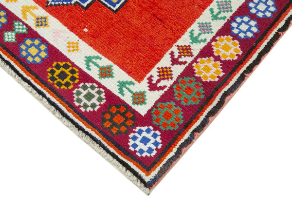 Vintage Herki Turuncu Eskitme Pamuk Yün El Dokuma Halısı 82x375 Agacan