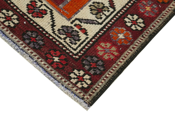 Vintage Herki Turuncu Eskitme Pamuk Yün El Dokuma Halısı 90x382 Agacan