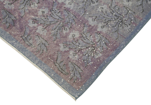 Overdyed Vintage Mavi Eskitme Pamuk Yün El Dokuma Halısı 98x339 Agacan