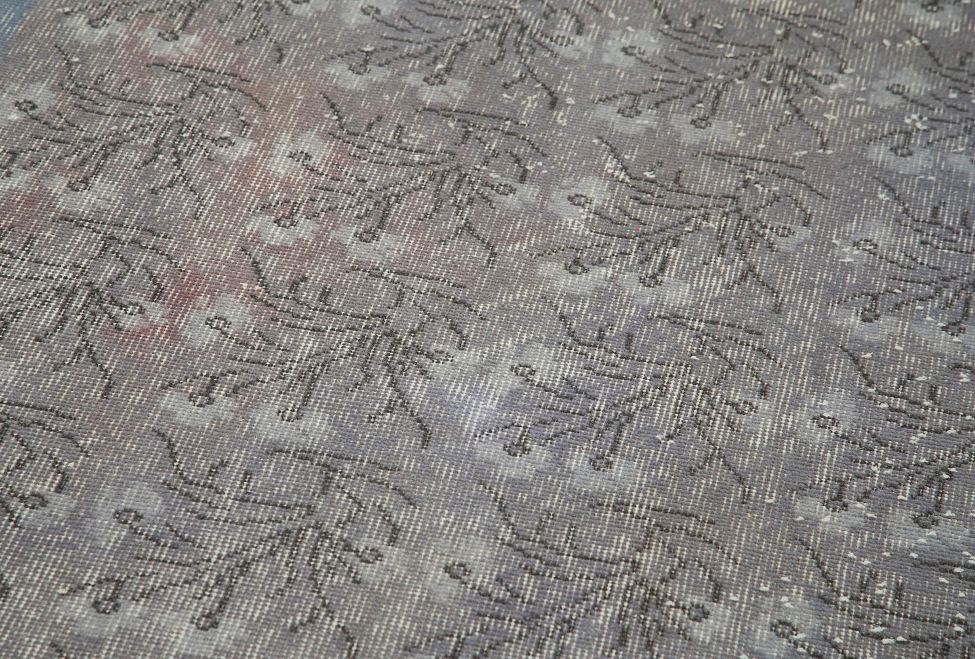 Overdyed Vintage Mavi Eskitme Pamuk Yün El Dokuma Halısı 98x339 Agacan