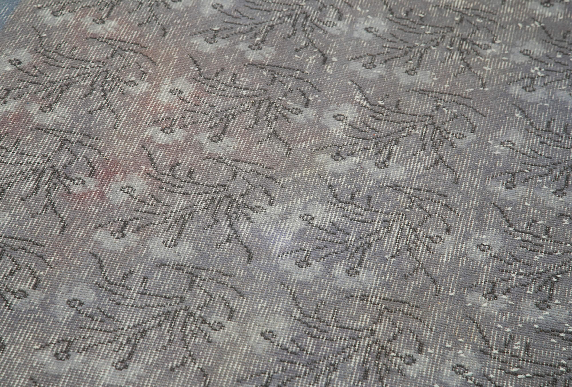 Overdyed Vintage Mavi Eskitme Pamuk Yün El Dokuma Halısı 98x339 Agacan