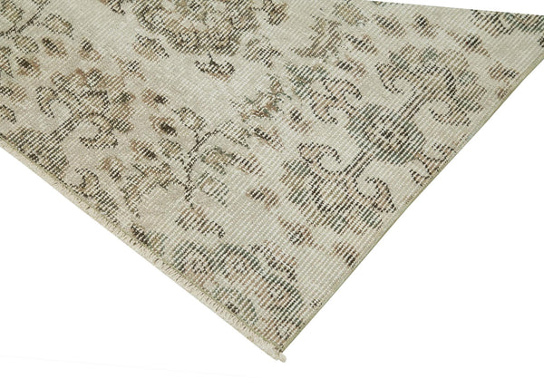 Overdyed Vintage Bej Eskitme Pamuk Yün El Dokuma Halısı 90x274 Agacan