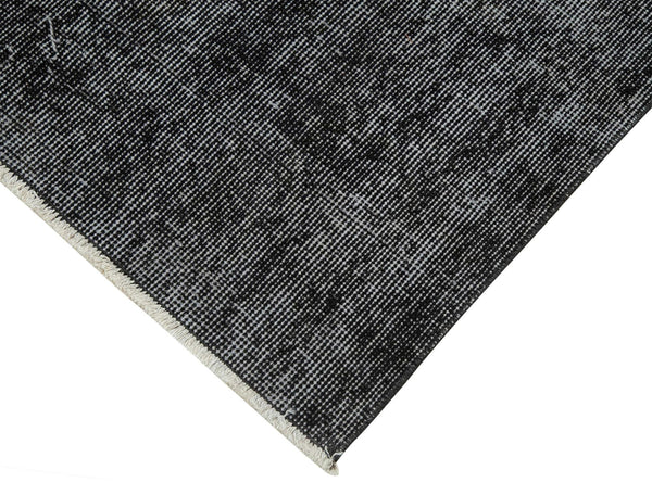 Overdyed Vintage Siyah Eskitme Pamuk Yün El Dokuma Halısı 86x313 Agacan
