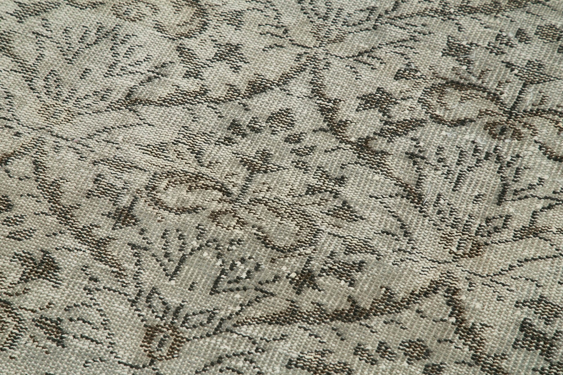 Overdyed Vintage Bej Eskitme Pamuk Yün El Dokuma Halısı 92x306 Agacan