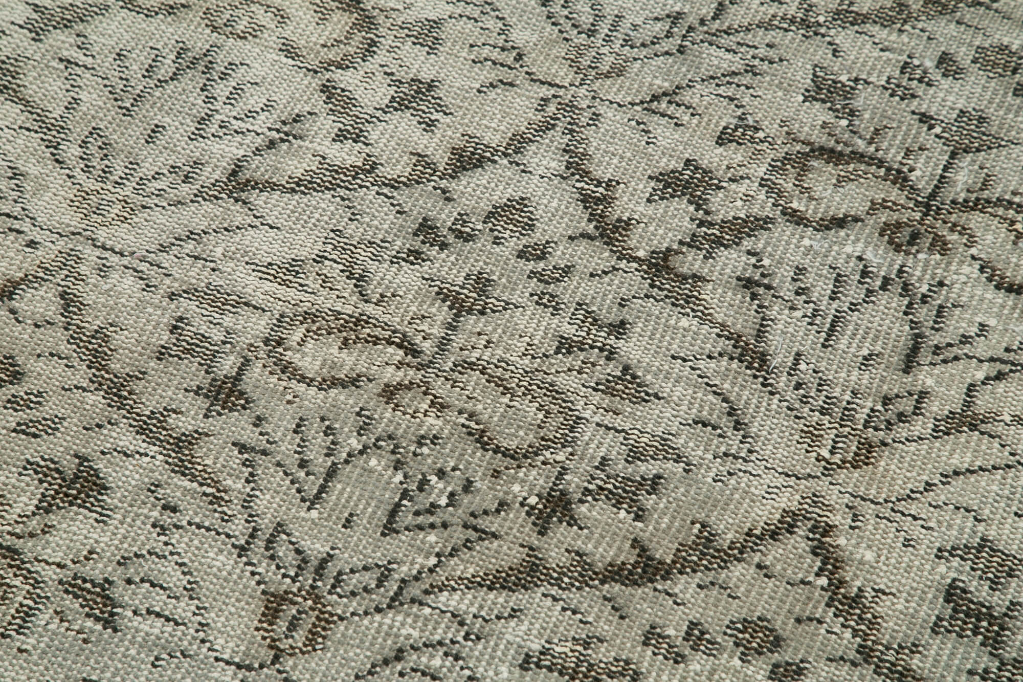 Overdyed Vintage Bej Eskitme Pamuk Yün El Dokuma Halısı 92x306 Agacan