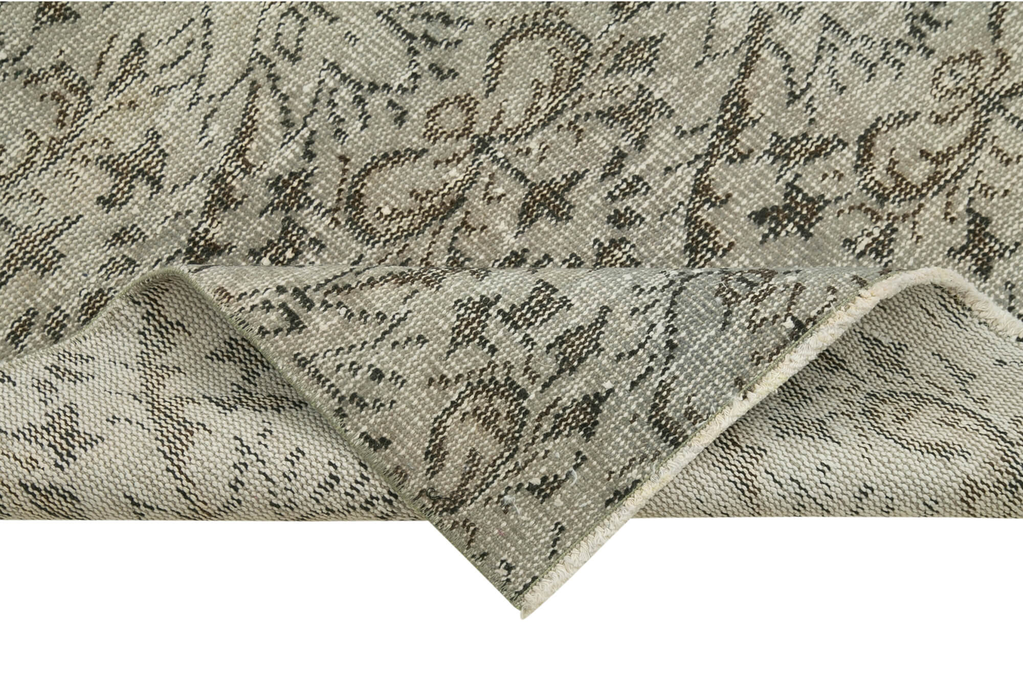 Overdyed Vintage Bej Eskitme Pamuk Yün El Dokuma Halısı 92x306 Agacan