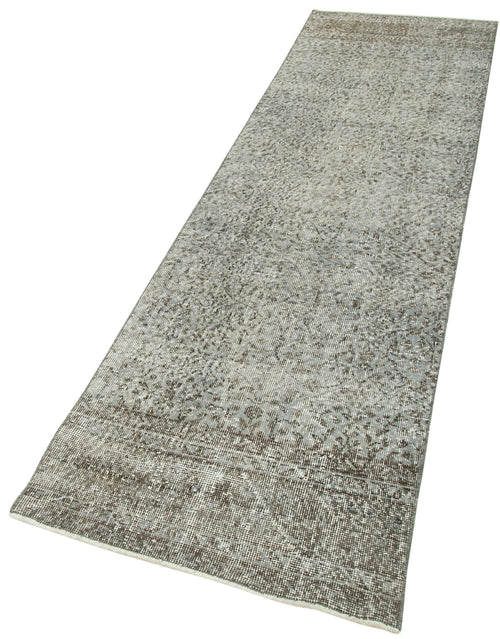 Overdyed Vintage Mavi Eskitme Pamuk Yün El Dokuma Halısı 75x298 Agacan
