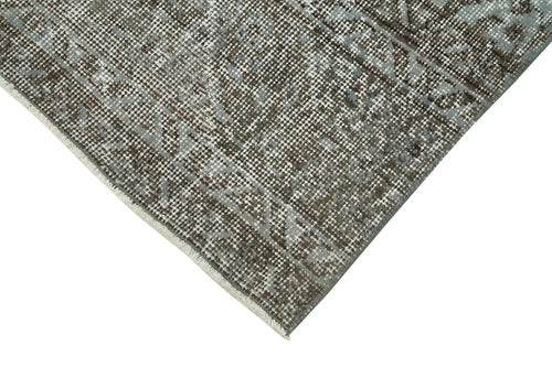 Overdyed Vintage Mavi Eskitme Pamuk Yün El Dokuma Halısı 75x298 Agacan