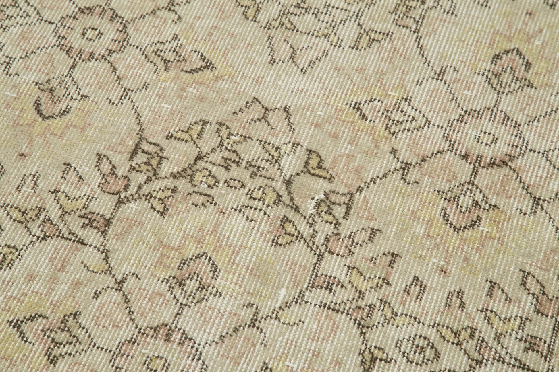 Overdyed Vintage Bej Eskitme Pamuk Yün El Dokuma Halısı 80x299 Agacan