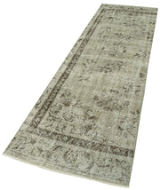 Overdyed Vintage Gri Eskitme Pamuk Yün El Dokuma Halısı 80x320 Agacan