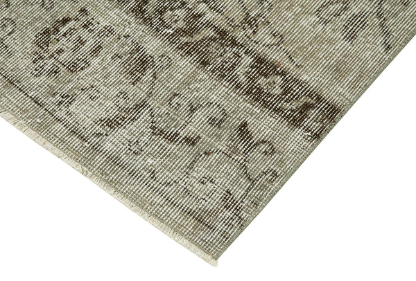 Overdyed Vintage Gri Eskitme Pamuk Yün El Dokuma Halısı 80x320 Agacan
