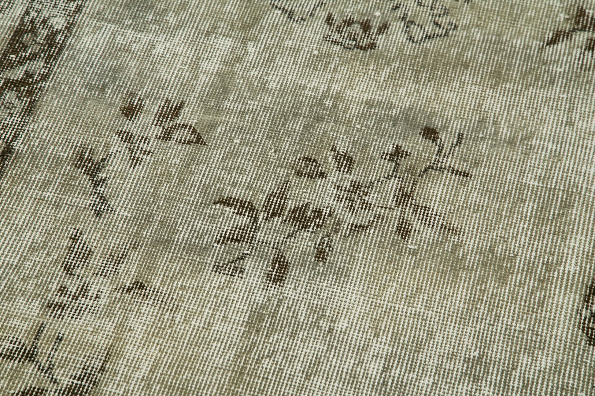 Overdyed Vintage Gri Eskitme Pamuk Yün El Dokuma Halısı 80x320 Agacan