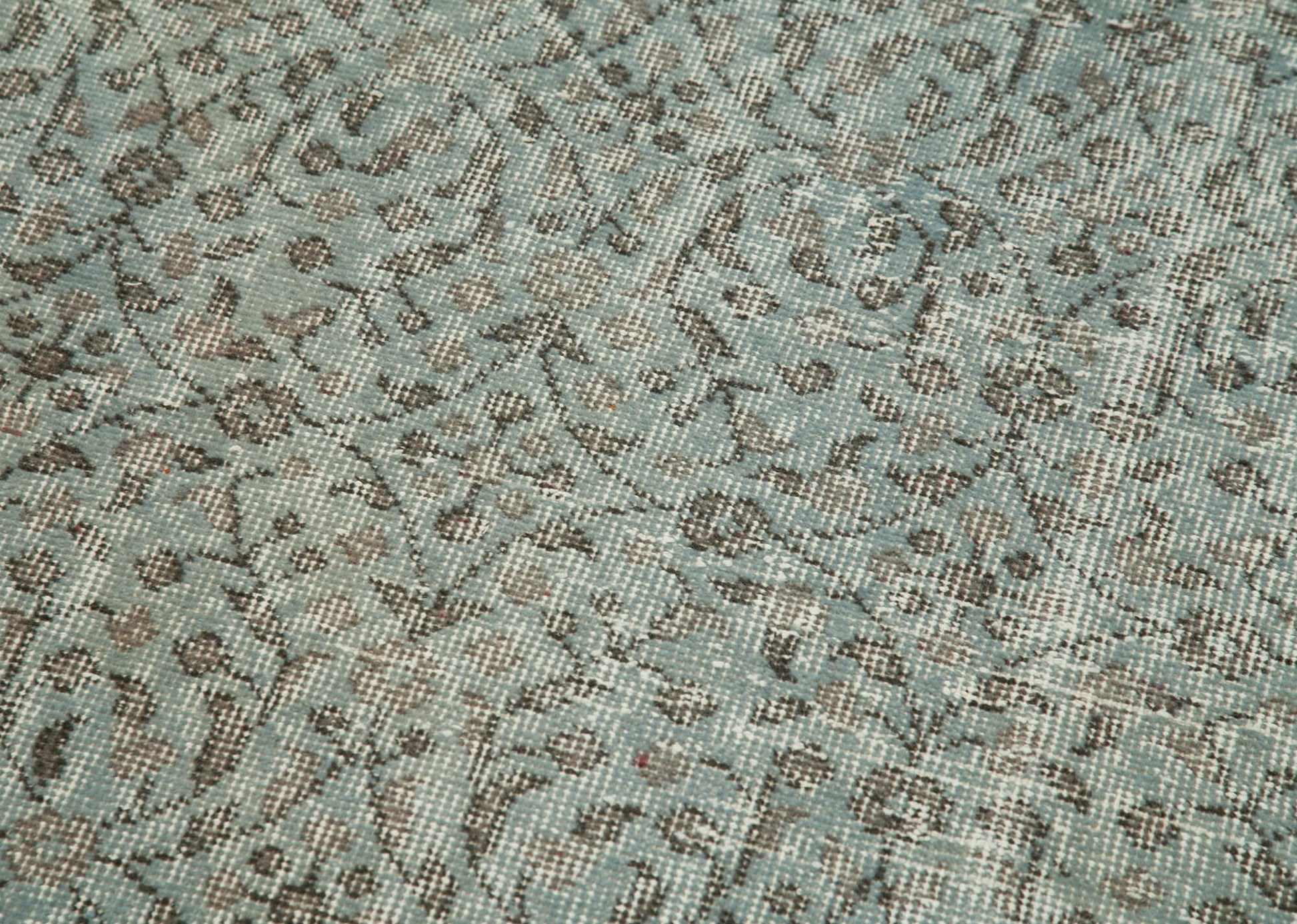 Overdyed Vintage Mavi Eskitme Pamuk Yün El Dokuma Halısı 80x302 Agacan