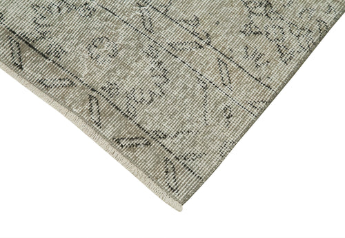 Overdyed Vintage Gri Eskitme Pamuk Yün El Dokuma Halısı 86x311 Agacan