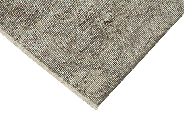 Overdyed Vintage Gri Eskitme Pamuk Yün El Dokuma Halısı 95x298 Agacan
