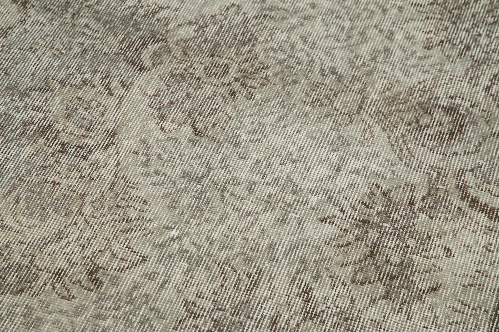 Overdyed Vintage Gri Eskitme Pamuk Yün El Dokuma Halısı 95x298 Agacan