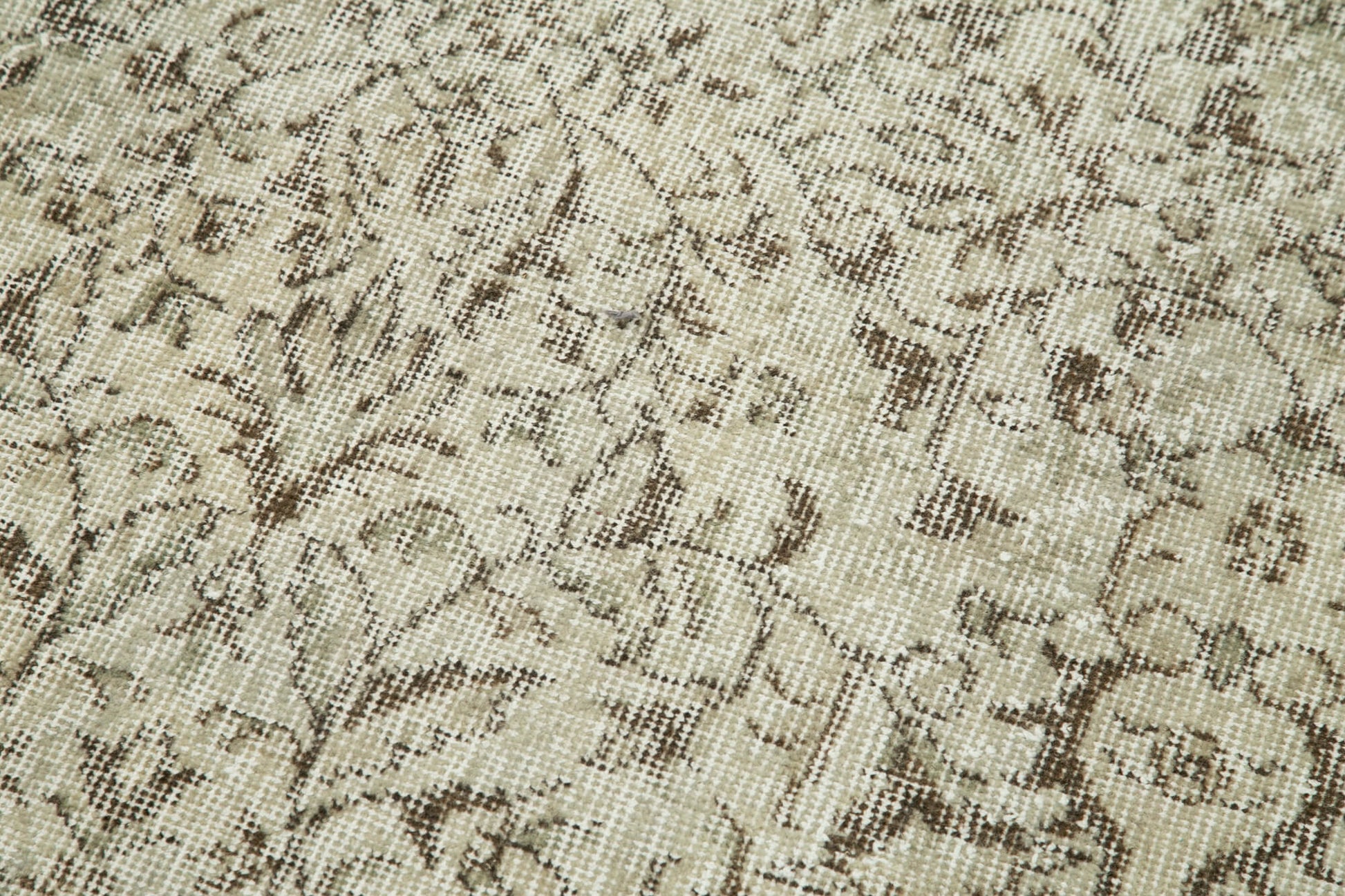 Overdyed Vintage Bej Eskitme Pamuk Yün El Dokuma Halısı 81x273 Agacan